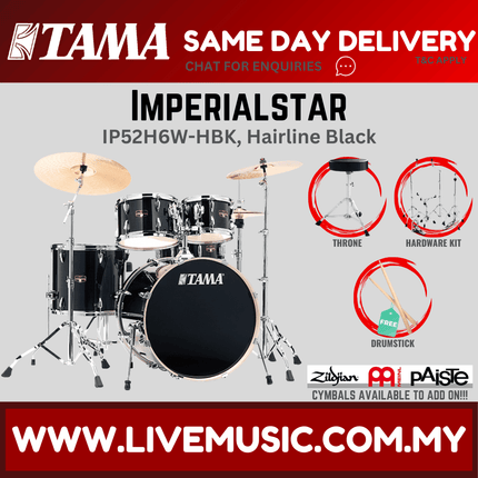 Tama Imperial Star Drum Set with Drum Throne, Imperialstar Without Cymbal Set ( NO CYMBAL ) ( IP52H6W )