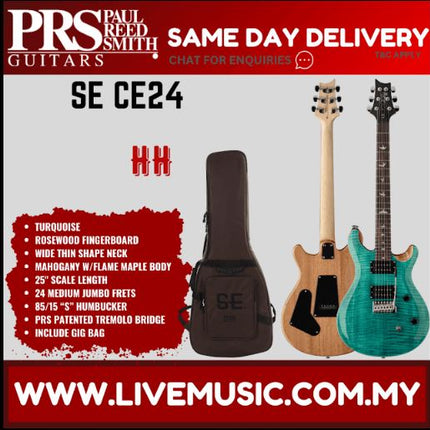 PRS SE CE24 Electric Guitar w/Bag, Turquoise
