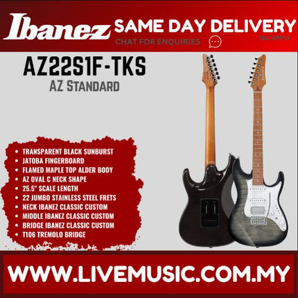 Ibanez Standard AZ22S1F Electric Guitar-Transparent Black Sunburst