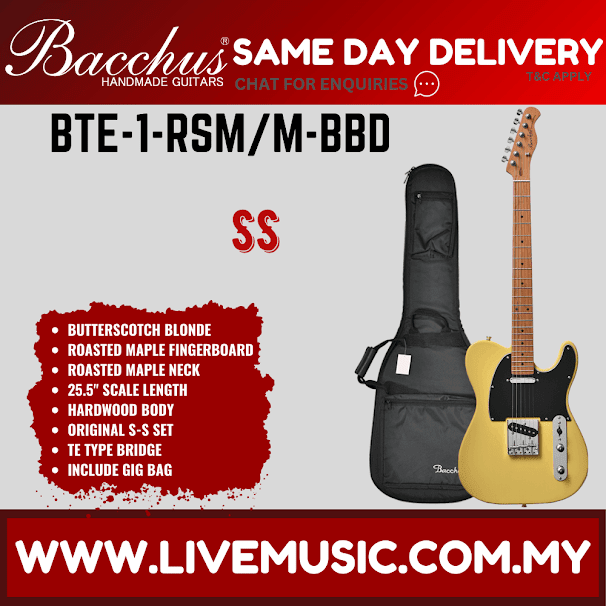 BACCHUS BTE-1-RSM/M UNIVERSE SERIES ROASTED MAPLE ELECTRIC GUITAR - BUTTERSCOTCH BLONDE ( BTE1 / BTE1RSMM / BTE 1 RSM M )