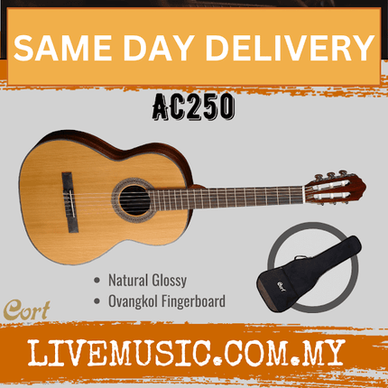 Cort AC250 Classical Guitar with Gig Bag - Open Pore (AC 250/AC-250)