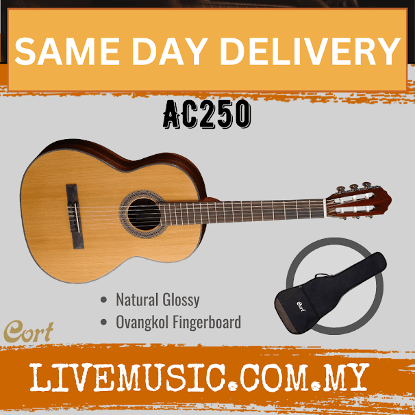 Cort AC250 Classical Guitar with Gig Bag - Open Pore (AC 250/AC-250)