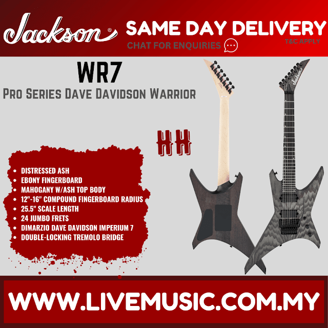 Jackson Pro Series WR7 Dave Davidson Signature Warrior Electric Guitar, Ebony FB, Distressed Ash
