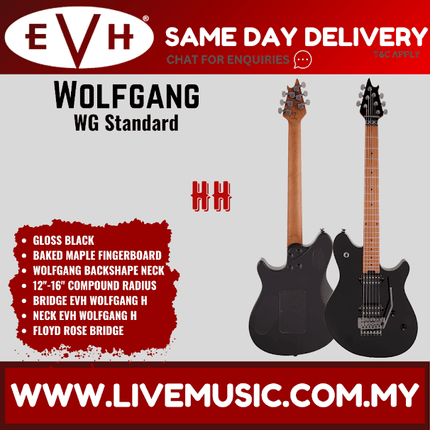 EVH Wolfgang Standard Electric Guitar, Maple FB, Gloss Black