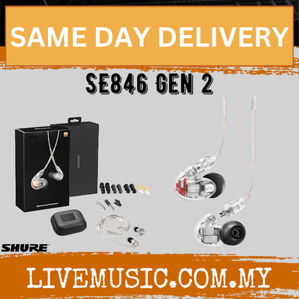 Shure SE846 Gen 2 Sound Isolating Earphones - Clear