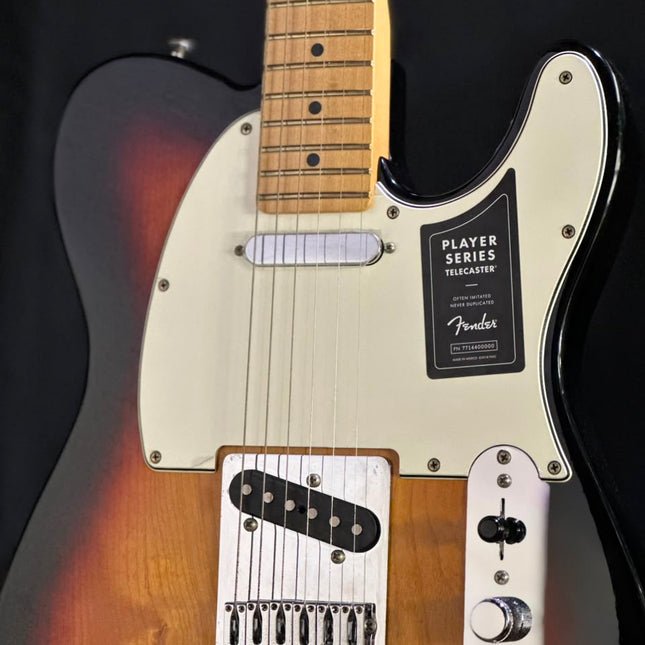 Fender Player Telecaster electric guitar with 3-tone sunburst finish and white pickguard