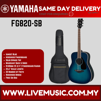 Yamaha FG820 Dreadnought Acoustic Guitar - Sunset Blue ( FG-820 / FG 820 )