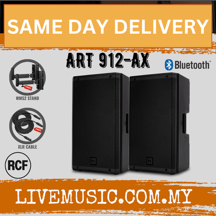 RCF ART 912-AX 12" 2100W 2-Way Powered PA Speaker w/Bluetooth w/Speaker Stand - Each / Pair ( ART 912 AX / ART912AX )