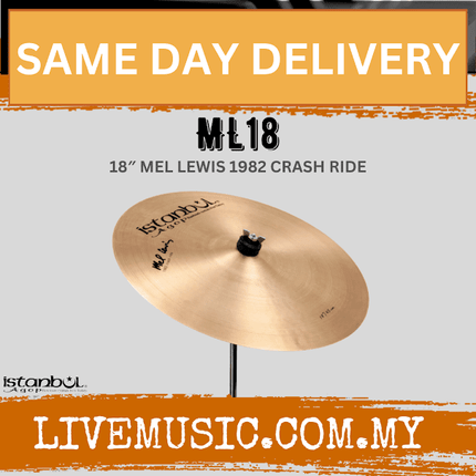 18" Mel Lewis Signature crash cymbal with Istanbul Agop logo, top view