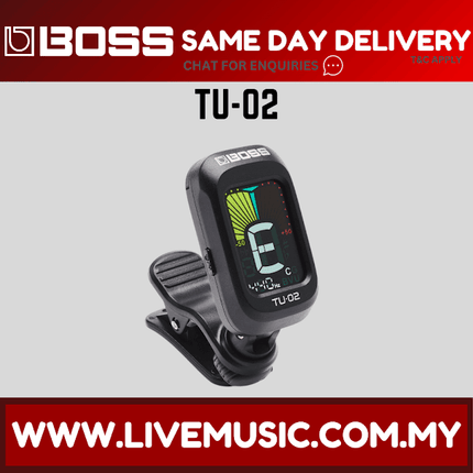 Boss TU-02 Clip On Chromatic Tuner For Electric Guitar Bass Ukulele Tuning (TU02/ TU 02)