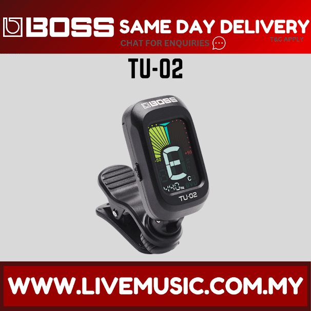 Boss TU-02 Clip On Chromatic Tuner For Electric Guitar Bass Ukulele Tuning (TU02/ TU 02)