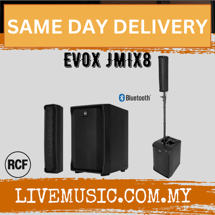 RCF EVOX JMIX8 Active 12" 2-Way 1400W Portable Line Array PA System with 8-Input Mixer - Black ( EVOXJMIX8 / EVOX-JMIX8 )