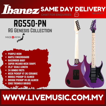 Ibanez RG550 Genesis Collection Electric Guitar MADE IN JAPAN - ( RG 550 / RG-550 )-Purple Neon