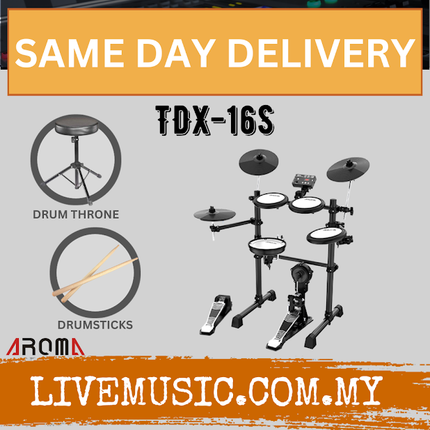 AROMA TDX-16S Digital Drum Set with Mesh Finish Drum Pad & Snare With Drumstick And Drum Throne (TDX 16S / TDX-16S )