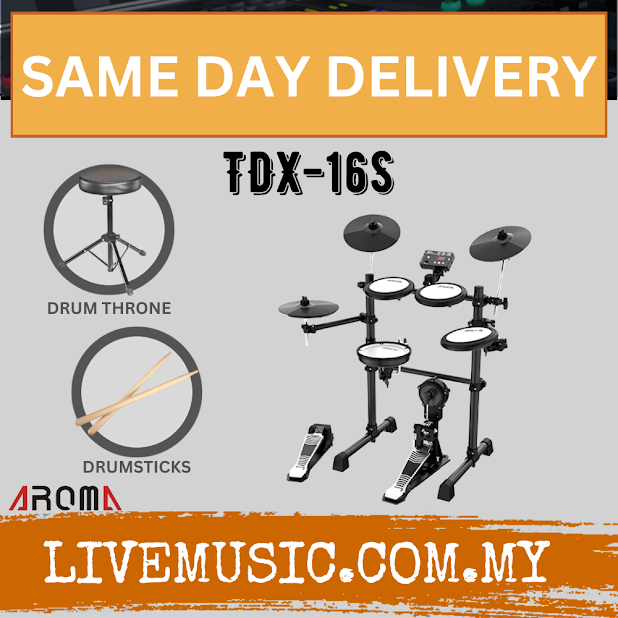 AROMA TDX-16S Digital Drum Set with Mesh Finish Drum Pad & Snare With Drumstick And Drum Throne (TDX 16S / TDX-16S )
