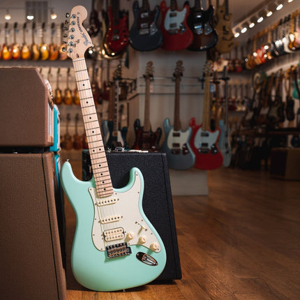 Fender American Performer HSS Stratocaster Electric Guitar, Maple Fretboard with FREE Deluxe GigBag, Satin Seafoam Green