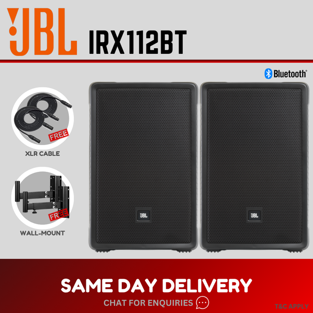 JBL IRX-112BT 1300W Powered 12" Portable Speaker w/Bluetooth Stereo Pairing - Each / Pair ( IRX112BT)