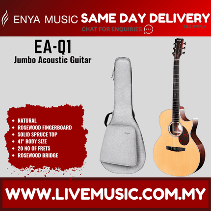 Enya EA-Q1 41" AJ Body Cutaway Acoustic Guitar With Bag (EAQ1/EA Q1)