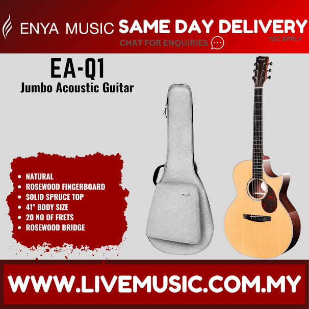 Enya EA-Q1 41" AJ Body Cutaway Acoustic Guitar With Bag (EAQ1/EA Q1)