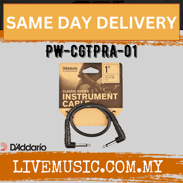 D'Addario Planet Waves PW-CGTPRA-01 Classic Series Right-angle Patch Cable - 1 feet (PWCGTPRA01)