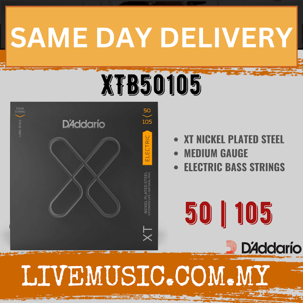 D'Addario XTB50105 XT Nickel Plated Steel Electric Bass Set (Daddario)