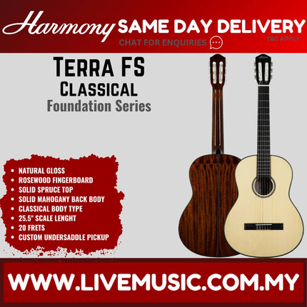 Harmony Foundation Series Terra FS Classical Guitar, Natural Gloss