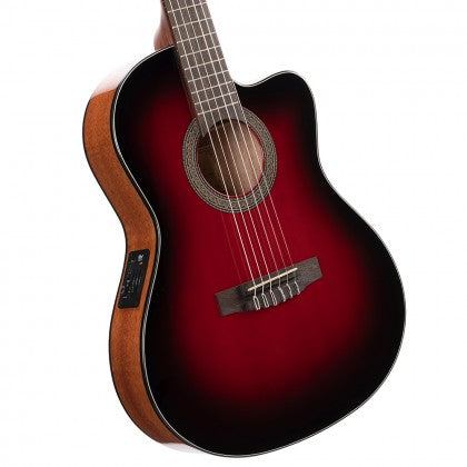 Cort Jade E Nylon Classical-Electric Guitar with Gig Bag - Burgundy Red Burst (Jade-E/Jade)