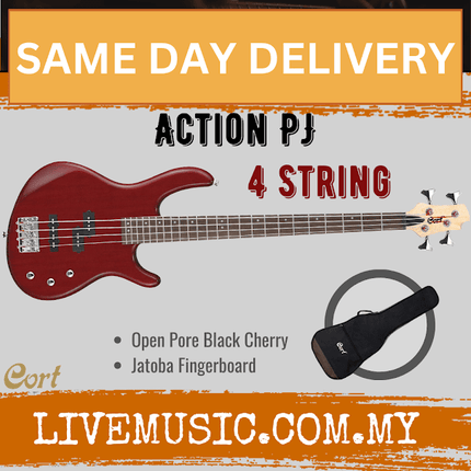Cort Action PJ Electric Bass Guitar Jatoba Fretboard with Bag - Open Pore Black Cherry (ActionPJ/Action-PJ)