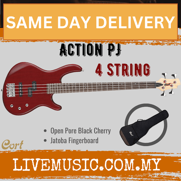 Cort Action PJ Electric Bass Guitar Jatoba Fretboard with Bag - Open Pore Black Cherry (ActionPJ/Action-PJ)