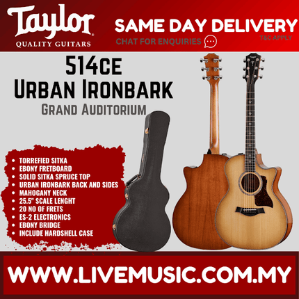 Taylor 514ce Urban Ironbark V-Class Grand Auditorium Acoustic Guitar w/Case