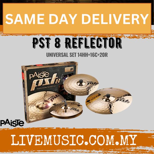 Paiste PST 8 Reflector Universal Cymbal Set - 14"/16"/20" (14" Hi-Hat/16" Crash/20" Ride/PST8)