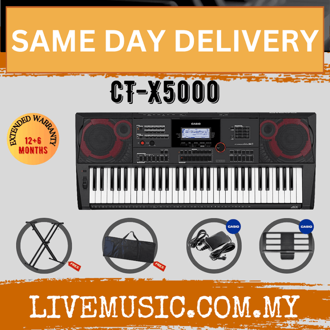 Casio CT-X5000 61-Keys Portable Keyboard with Stand, Damper Pedal & Headphone ( CTX5000 / CT X5000)