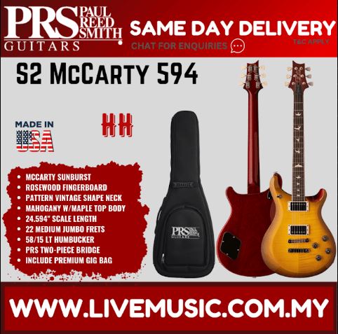 PRS S2 McCarty 594 Electric Guitar with Bag - McCarty Sunburst