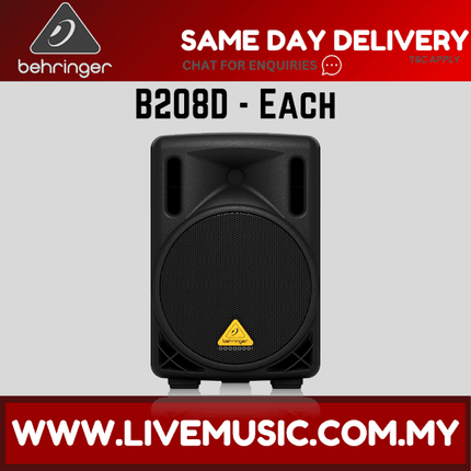 Behringer Eurolive B208D 200W 8" Powered Speaker w/Wireless Mic,Speaker Stand & Cable - Each / Pair ( B-208D / B 208D )