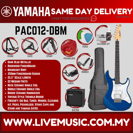 Yamaha PAC012 Pacifica Electric Guitar w/Accessories - Bark Blue Metallic ( PAC 012 / PAC-012 )