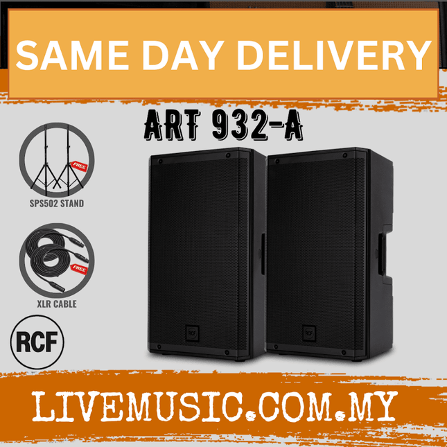 RCF ART 932-A Two-Way 12" 2100W Powered PA Speaker With Kadenza Speaker Stand And Cable ( ART932A / 932A / ART )