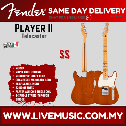 Fender Player II Telecaster Electric Guitar, Maple FB, Mocha
