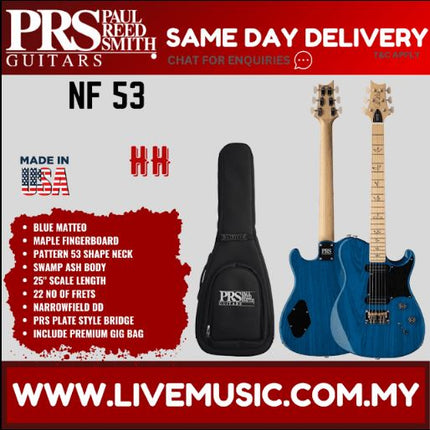 PRS NF53 Electric Guitar, Blue Matteo