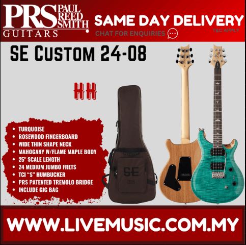 Turquoise electric guitar with maple neck and included padded gig bag