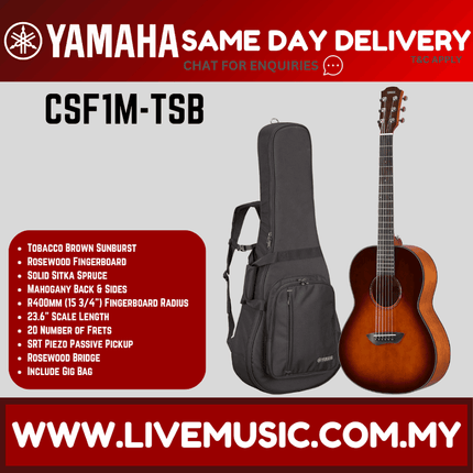 Yamaha CSF1M Compact Folk 6-string Acoustic-Electric Guitar - T. Brown Sunburst ( CSF-1M CSF 1M )