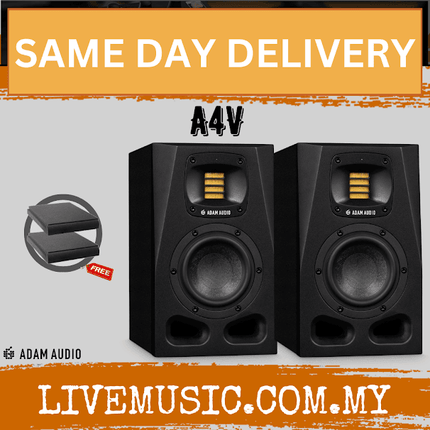 ADAM Audio A4V 4-inch Powered Studio Monitor With Speaker Stand and Isolation Pad - Pair ( A4V / A 4V )