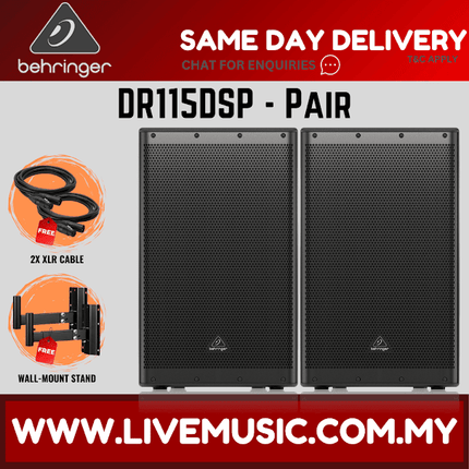 Behringer DR115DSP 1400W 15" Powered Speaker with Bluetooth - Each / Pair ( DR-115DSP / DR 115DSP )