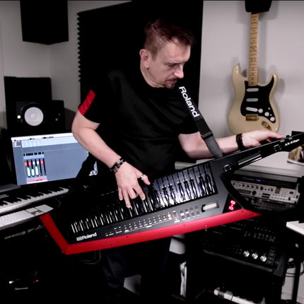 Roland AX-Edge - 49 Key Keytar Synthesizer with FREE Roland Strap and Adapter - Black (AXEdge AX Edge)