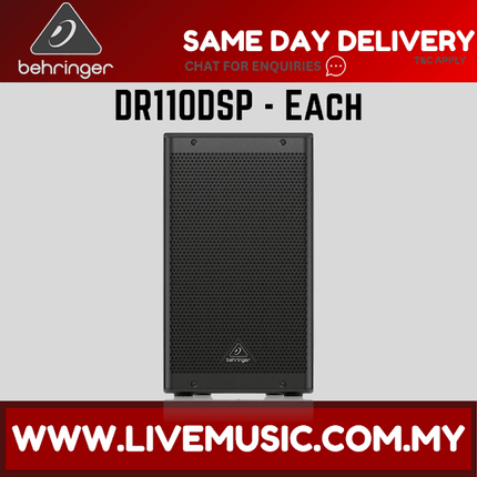 Behringer DR110DSP 1000W 10" Powered Speaker with Bluetooth w/Wireless Mic,Speaker Stand & Cable - (DR-110DSP DR 110DSP)