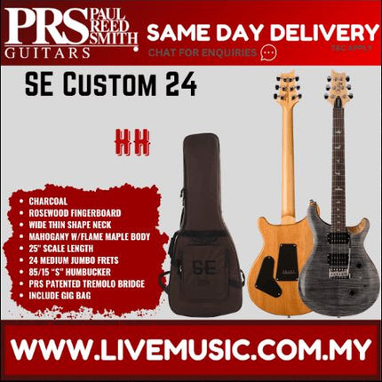 PRS SE Custom 24 Electric Guitar with Bag -  Charcoal