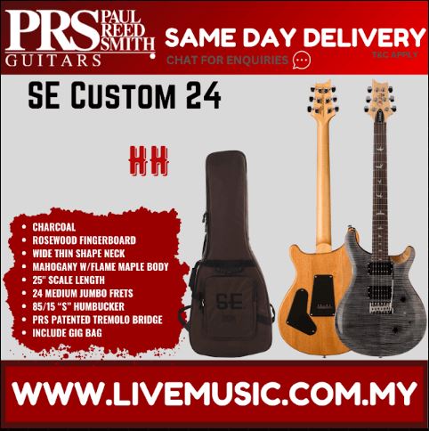 PRS SE Custom 24 Electric Guitar with Bag -  Charcoal