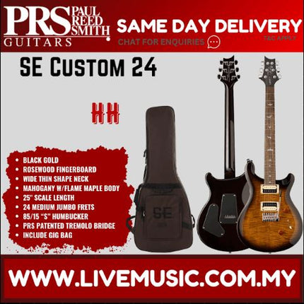 PRS SE Custom 24 Electric Guitar with Bag - Black Gold