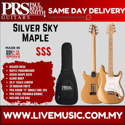 PRS John Mayer Silver Sky Maple Electric Guitar w/Bag-Golden Mesa