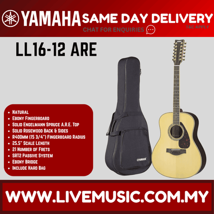 Yamaha LL16-12 ARE Original Jumbo 12-String Acoustic-Electric Guitar with Hard Bag - Natural ( LL16 12 )