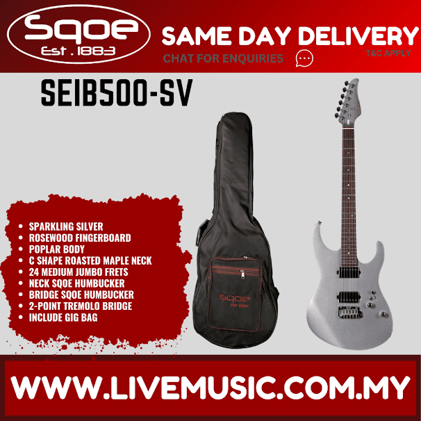 SQOE SEIB500 HH Roasted Maple Neck Electric Guitar with Tremolo ( SEIB 500 / SEIB-500 )